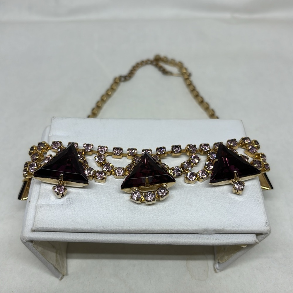 Stunning And Unique Purple Triangular Rhinestone … - image 5